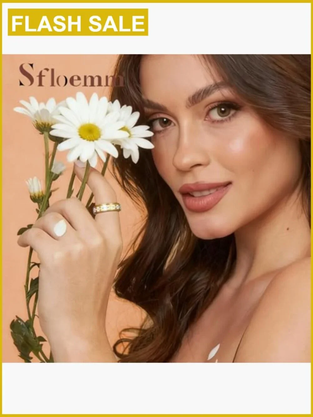 Daisy Fidget Ring Stainless Steel 18K Gold Plated Spinner Anxiety Relief Band